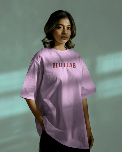 Red Flag Lavender Oversized T-Shirt for Women | Funny Quote Oversized Streetwear Tee