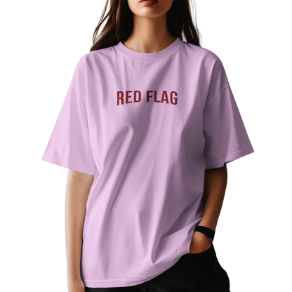 Red Flag Lavender Oversized T-Shirt for Women | Funny Quote Oversized Streetwear Tee