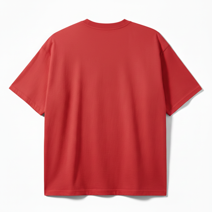Red Solid Oversized T-Shirt for Men | Heavyweight Cotton | Boxy Fit Streetwear Tee