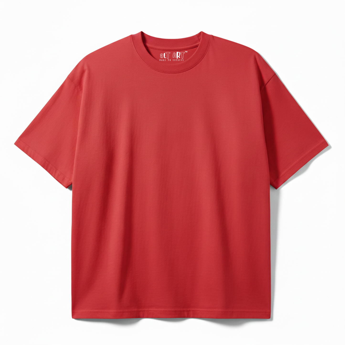 Red Solid Oversized T-Shirt for Men | Heavyweight Cotton | Boxy Fit Streetwear Tee