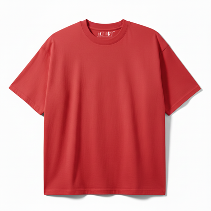 Red Solid Oversized T-Shirt for Men | Heavyweight Cotton | Boxy Fit Streetwear Tee