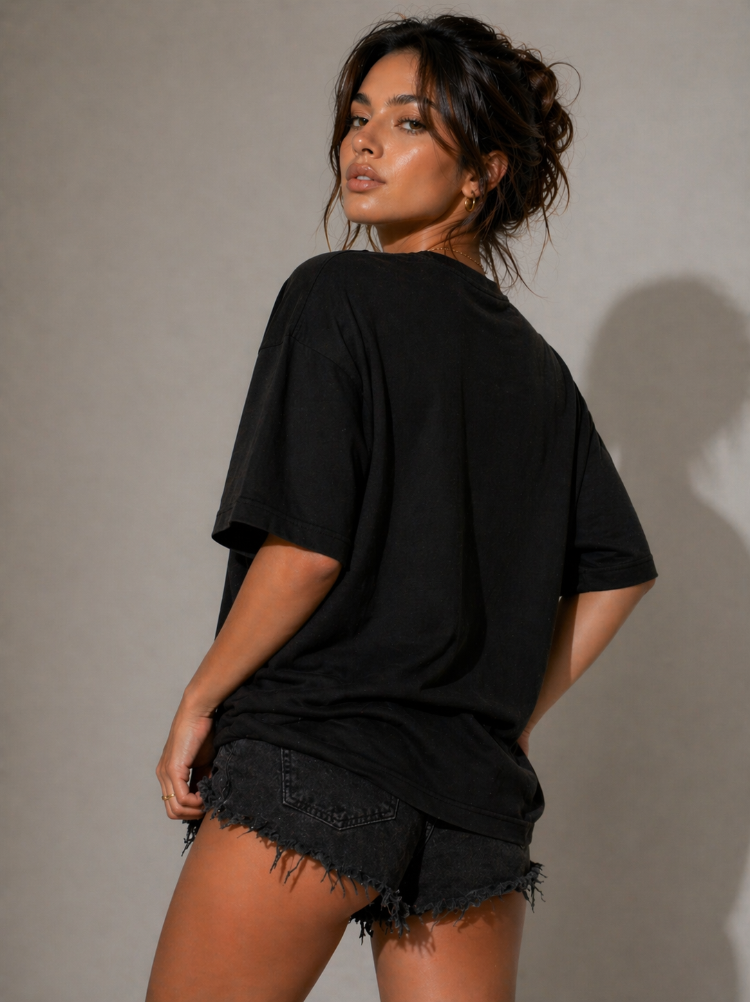 Red Flag Puff Print Black Oversized T Shirt for Women | Sarcastic Oversized Graphic Tee