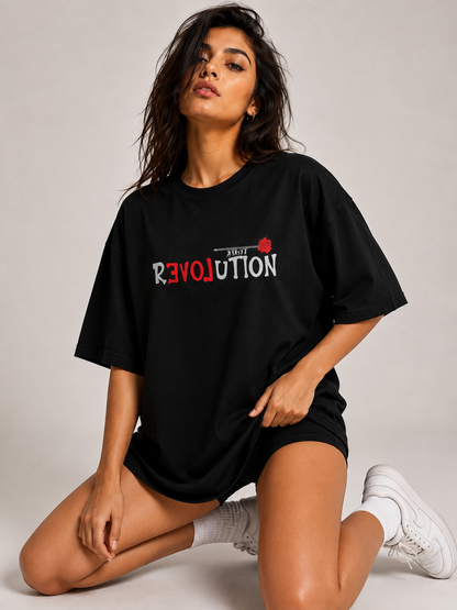 Revolution Oversized T Shirt for Women | Typography Graphic Printed Oversized T Shirt | Premium Boxy Fit Streetwear Tee