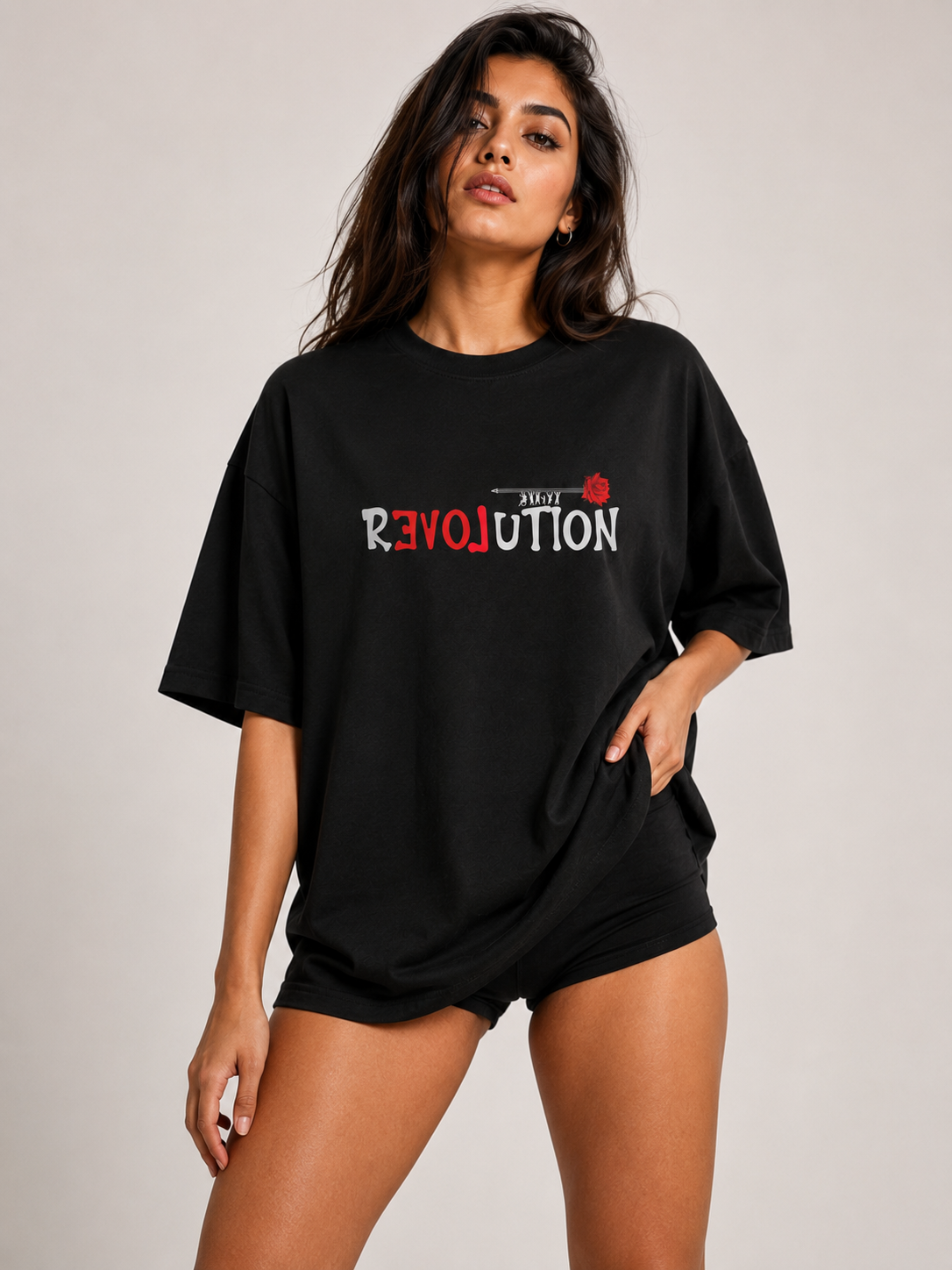 Revolution Oversized T Shirt for Women | Typography Graphic Printed Oversized T Shirt | Premium Boxy Fit Streetwear Tee