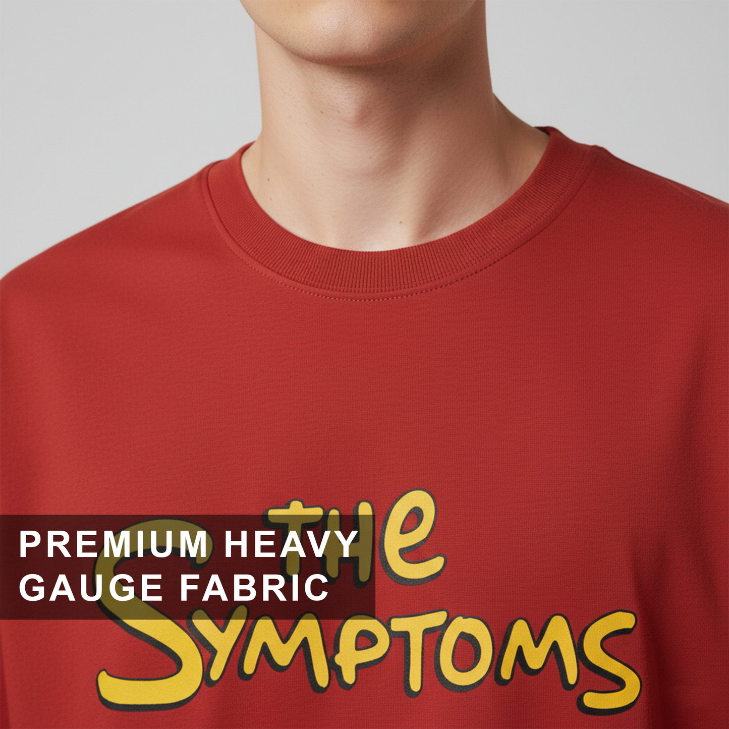 The Symptoms Red Oversized T-Shirt for Men | Funny Quote Cotton Streetwear Tee