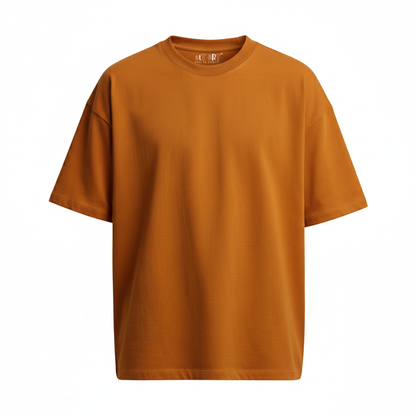 Rust Orange Oversized T-Shirt for Men | Heavyweight Solid Cotton | Drop Shoulder Boxy Fit