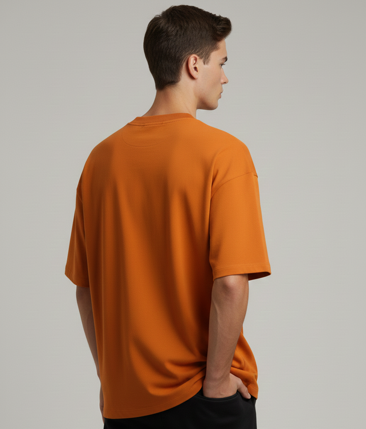 Rust Orange Oversized T-Shirt for Men | Heavyweight Solid Cotton | Drop Shoulder Boxy Fit