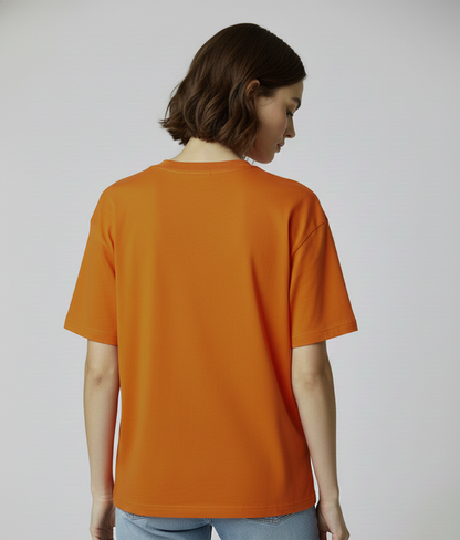 Rust Orange Oversized T-Shirt for Women | Heavyweight Solid Cotton | Relaxed Drop Shoulder Fit