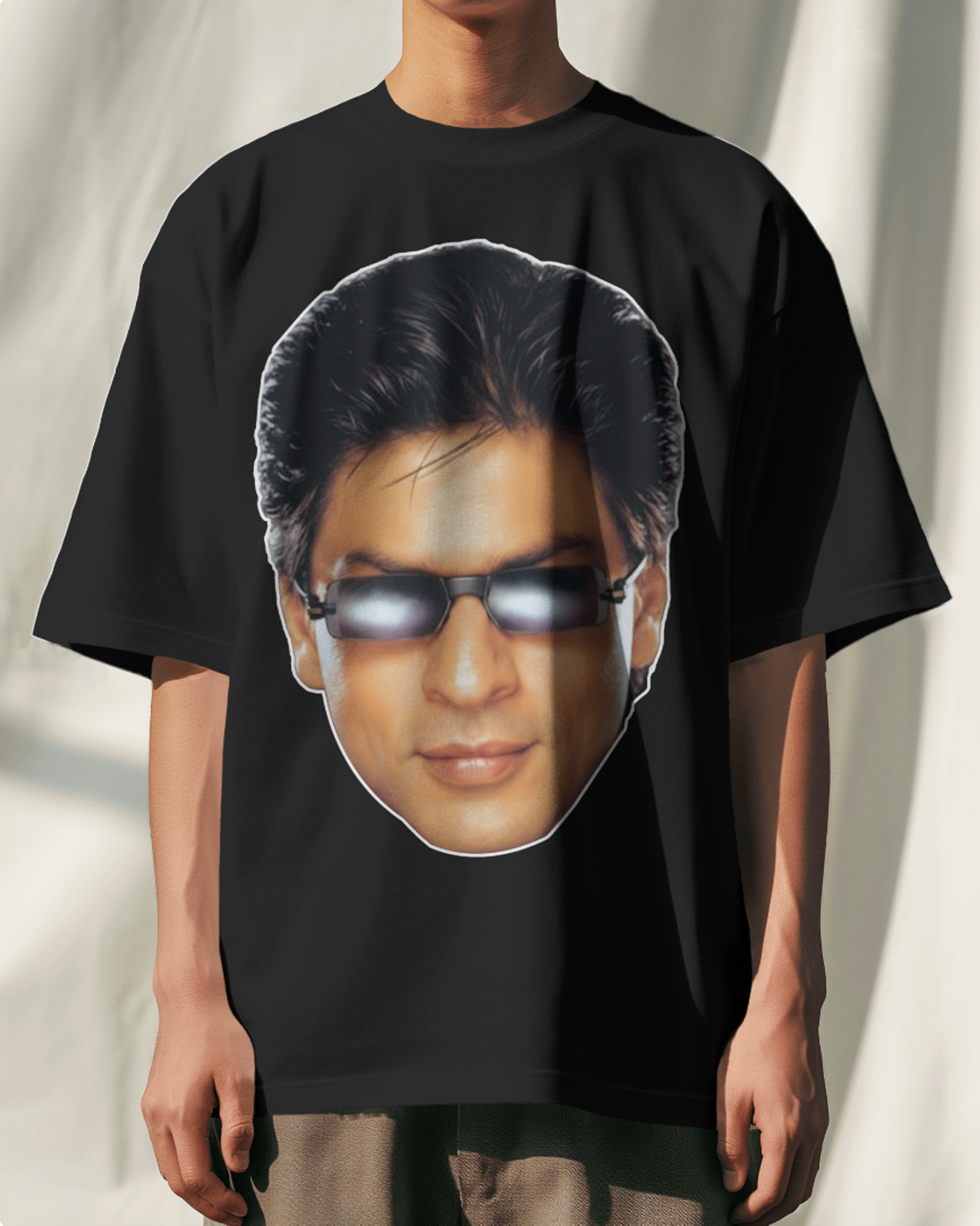 SRK Baadshah Black Oversized T-Shirt for Men | Shah Rukh Khan Graphic Streetwear Tee