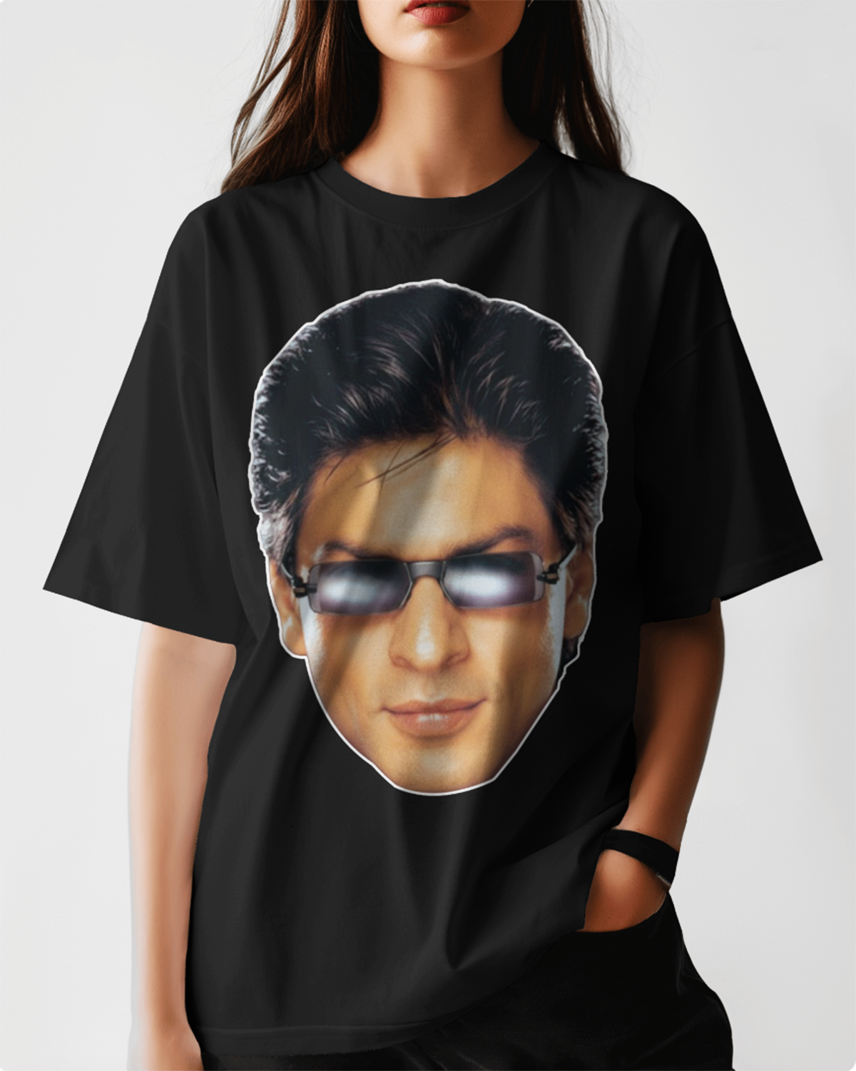 SRK Baadshah Black Oversized T-Shirt for Women | Shah Rukh Khan Graphic Streetwear Tee