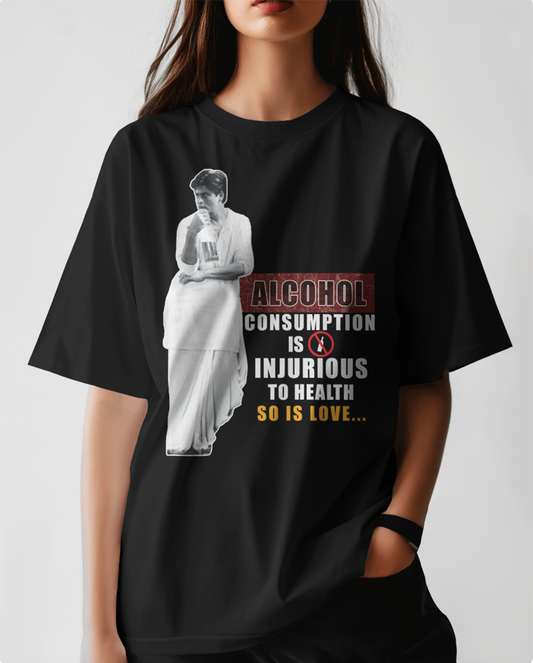 Shah Rukh Khan Black Oversized T-Shirt for Women | SRK Graphic Printed Streetwear Tee