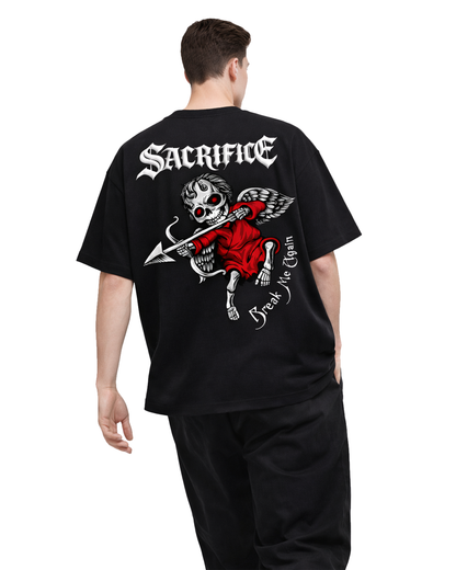Gothic Sacrifice Black Oversized T Shirt for Men | Skull Graphic Oversized Streetwear T Shirt