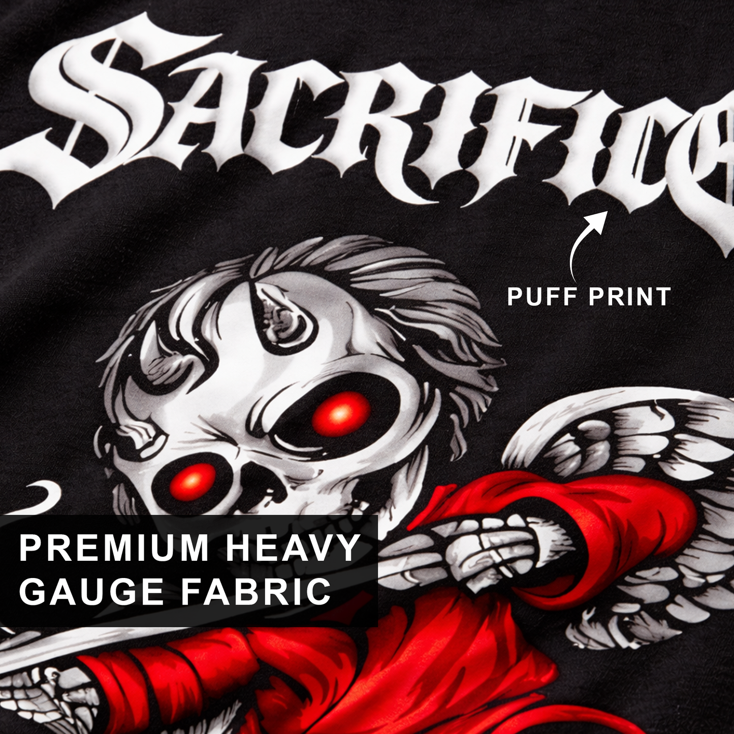 Gothic Sacrifice Black Oversized T Shirt for Men | Skull Graphic Oversized Streetwear T Shirt