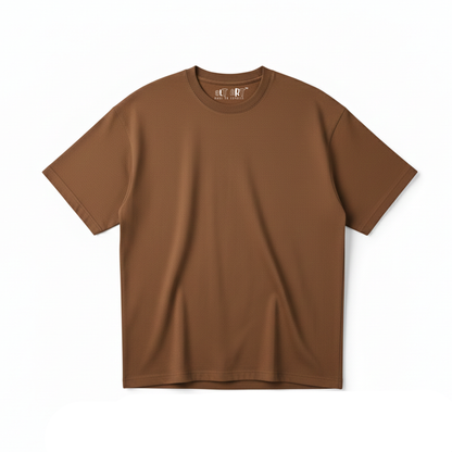 Snuff Brown Oversized T-Shirt for Men | Heavyweight Solid Cotton | Drop-Shoulder Streetwear Fit