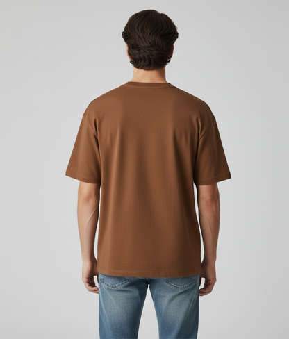 Snuff Brown Oversized T-Shirt for Men | Heavyweight Solid Cotton | Drop-Shoulder Streetwear Fit