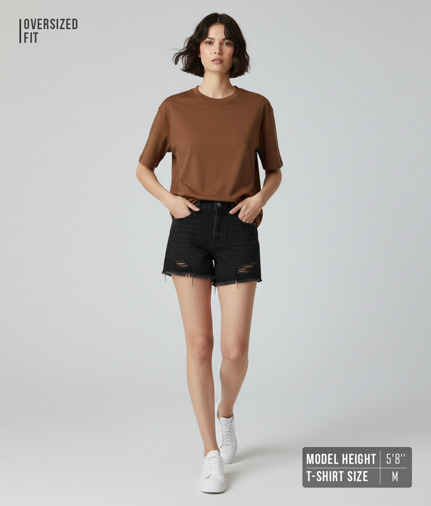 Snuff Brown Oversized T-Shirt for Women | Heavyweight Solid Cotton | Relaxed Drop-Shoulder Boxy Fit