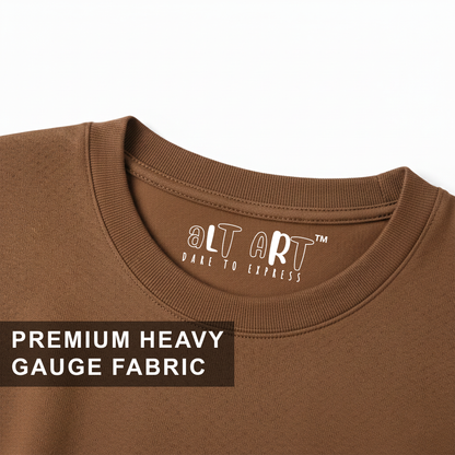 Snuff Brown Oversized T-Shirt for Women | Heavyweight Solid Cotton | Relaxed Drop-Shoulder Boxy Fit