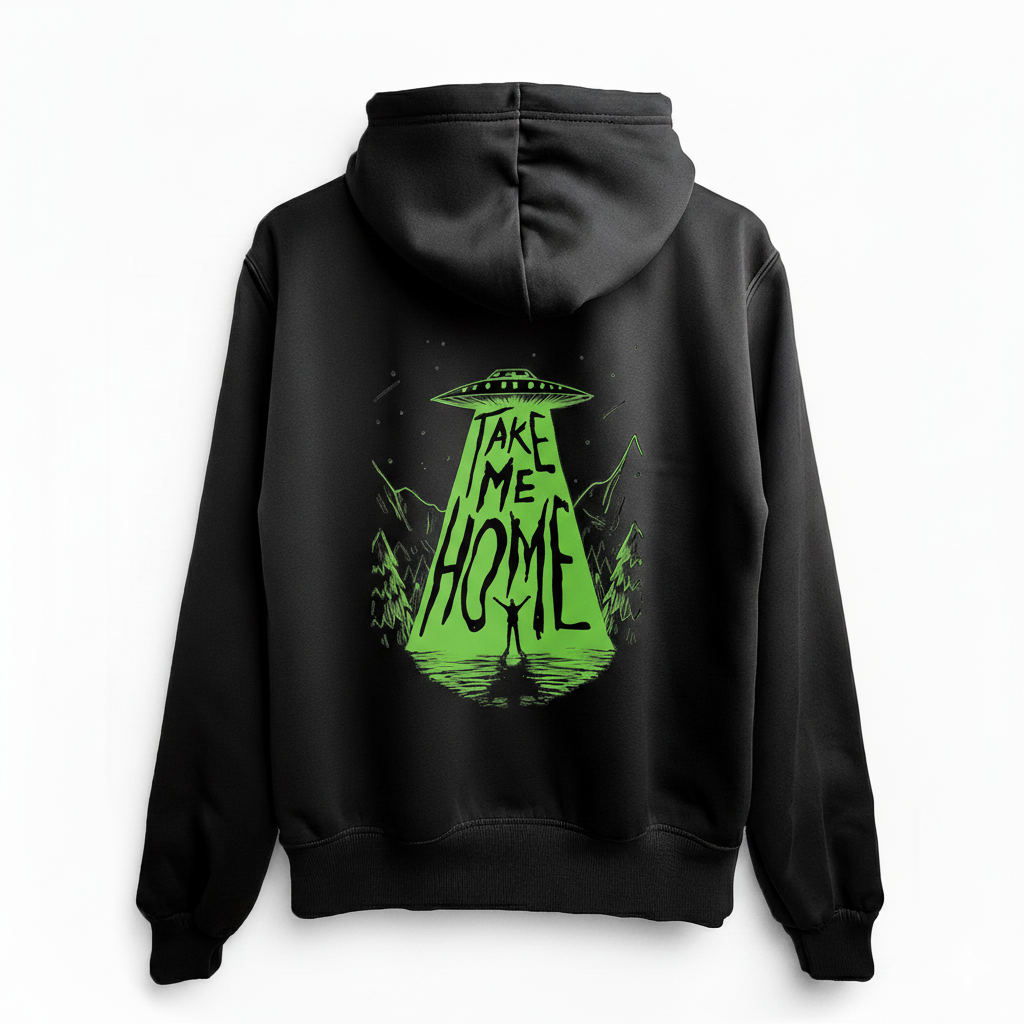 Alien Graphic Hoodie for Men | Black Graphic Printed Hoodie India