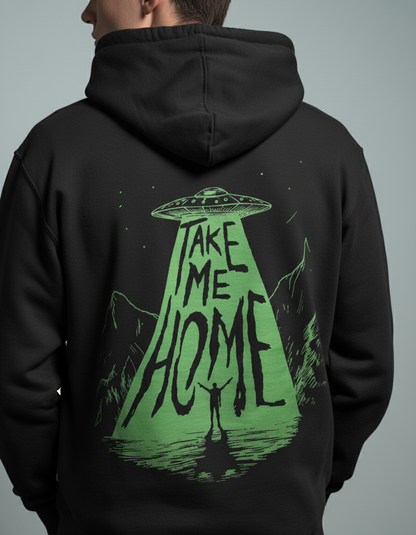 Alien Graphic Hoodie for Men | Black Graphic Printed Hoodie India