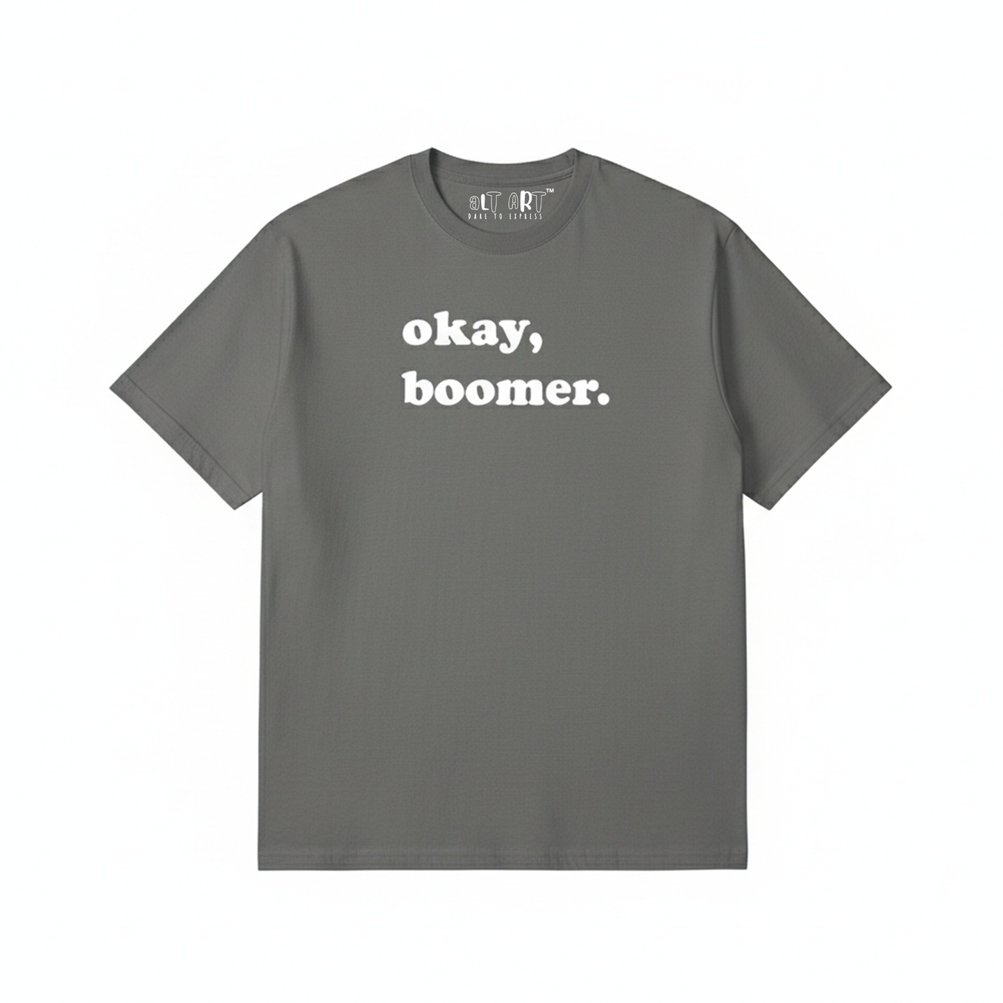 Okay Boomer Grey Oversized T-Shirt for Men | Funny Oversized T-Shirt