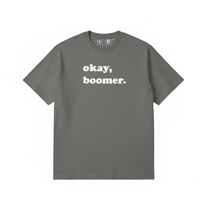 Okay Boomer Grey Oversized T-Shirt for Men | Funny Oversized T-Shirt