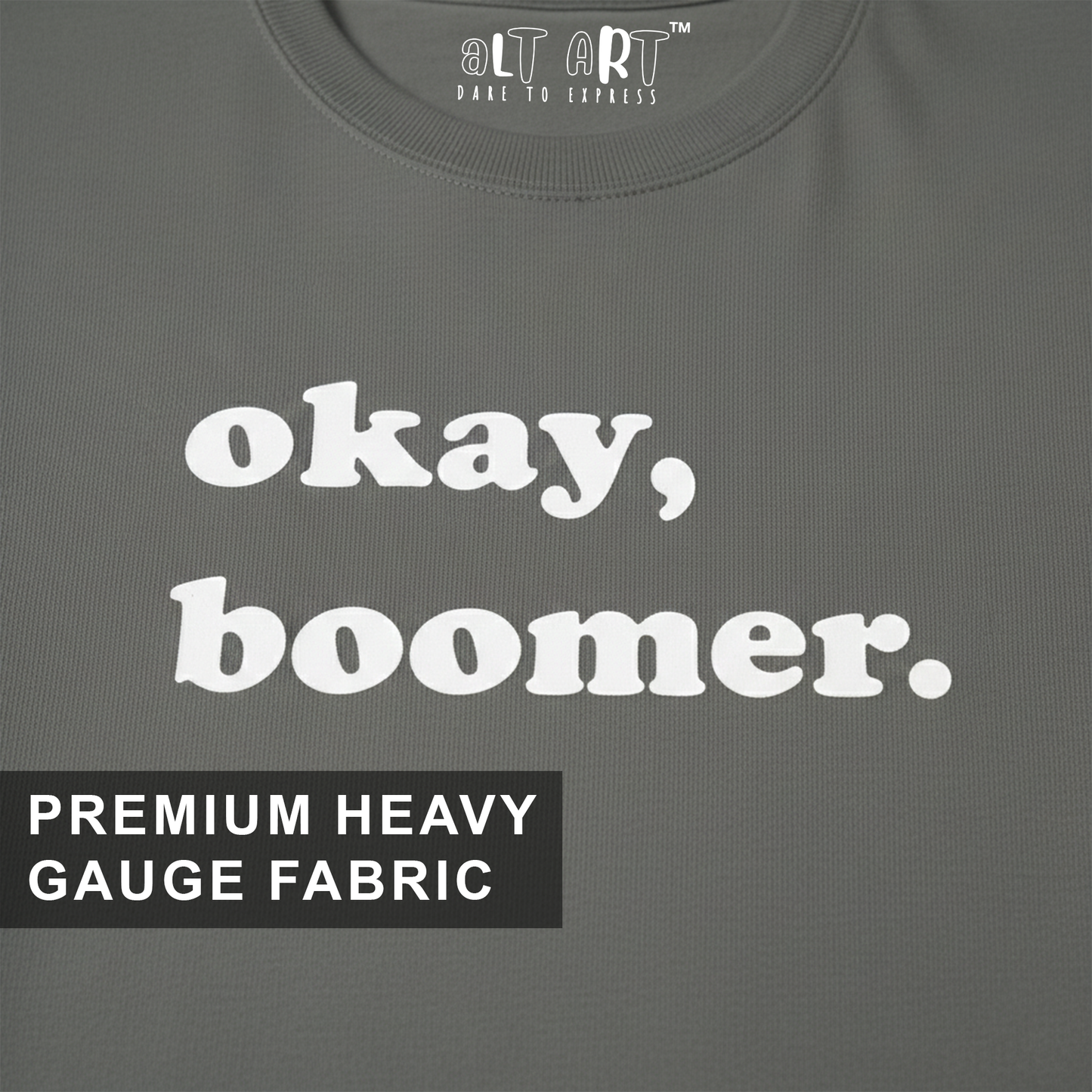 Okay Boomer Grey Oversized T-Shirt for Men | Funny Oversized T-Shirt