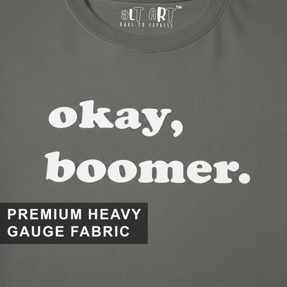 Okay Boomer Grey Oversized T-Shirt for Men | Funny Oversized T-Shirt