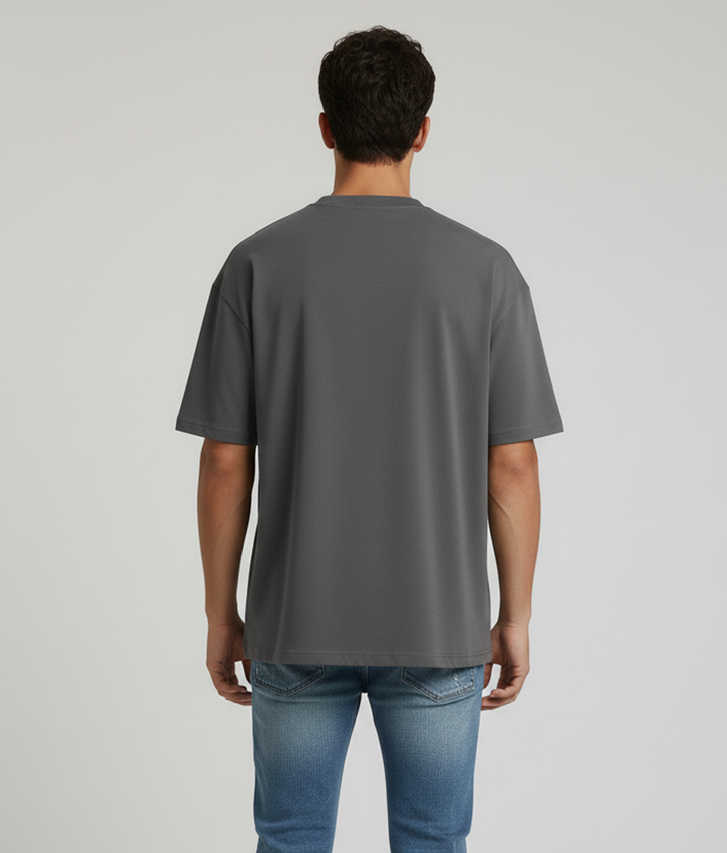 Steel Grey Oversized T-Shirt for Men | Heavyweight Solid Cotton | Drop-Shoulder Streetwear Fit