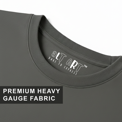 Steel Grey Oversized T-Shirt for Men | Heavyweight Solid Cotton | Drop-Shoulder Streetwear Fit