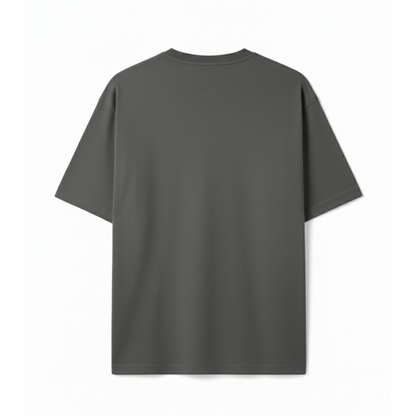Steel Grey Oversized T-Shirt for Women | Heavyweight Solid Cotton | Relaxed Drop-Shoulder Boxy Fit