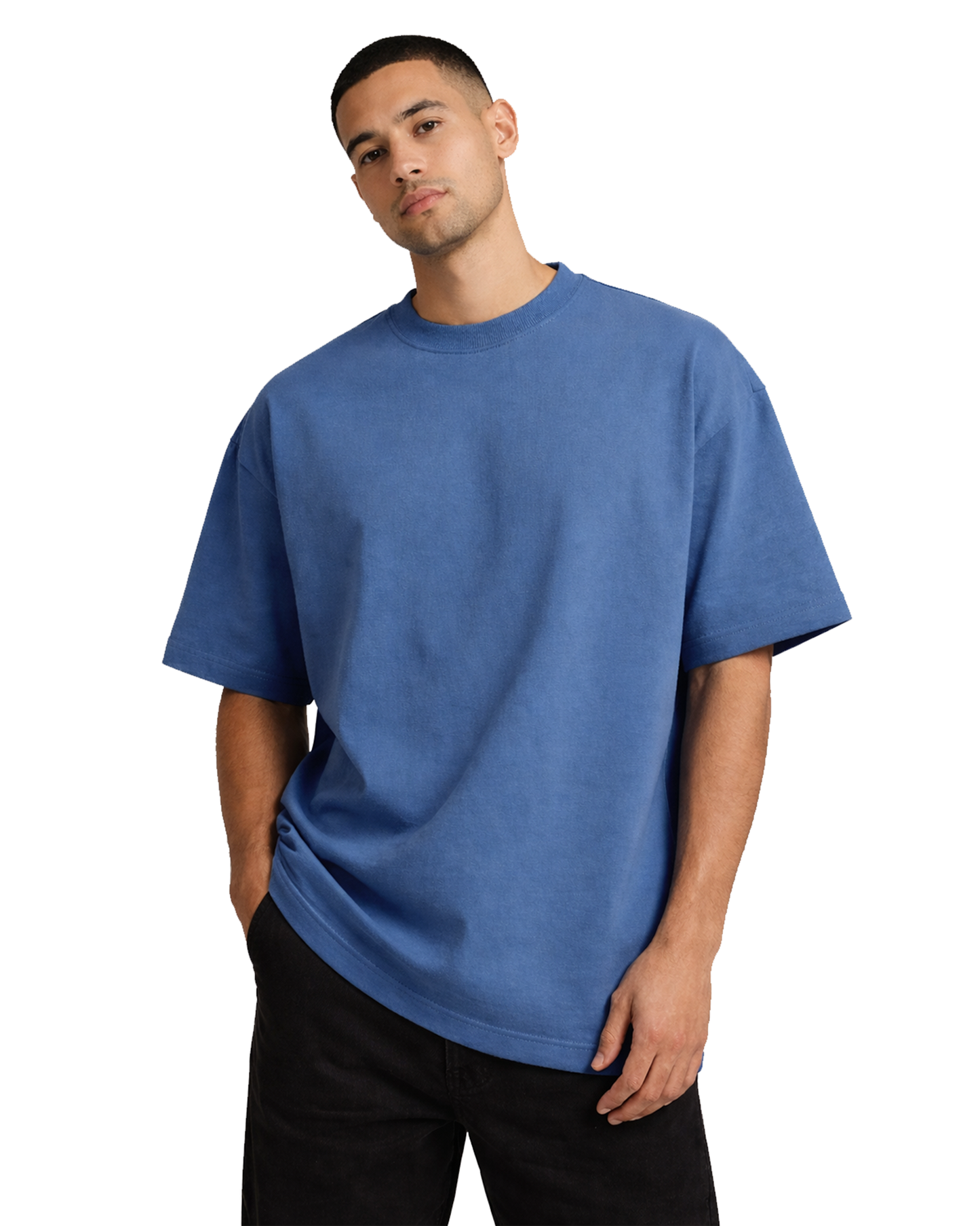 Steel Blue Oversized T-Shirt for Men | Premium Cotton Solid Oversized T-Shirt