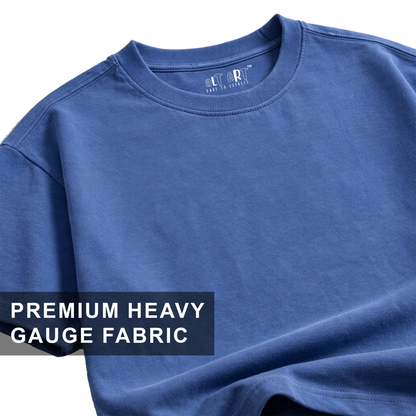 Steel Blue Oversized T-Shirt for Men | Premium Cotton Solid Oversized T-Shirt