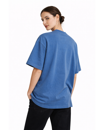 Steel Blue Oversized T-Shirt for Women | Premium Cotton Solid Oversized T-Shirt