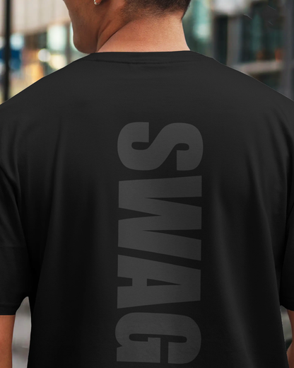 Swag Reflective Print Oversized T-Shirt for Men | Reflective Print Oversized T-Shirt