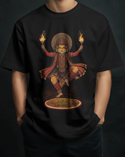 Kantara Inspired Theyyam Black Oversized T-Shirt for Men & Boys | Spiritual Graphic Printed Streetwear T-Shirt