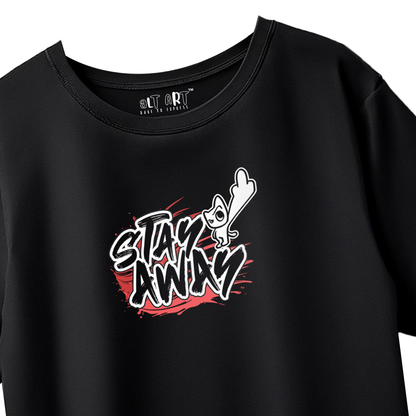Stay Away – Black Oversized T-Shirt for Women & Girls