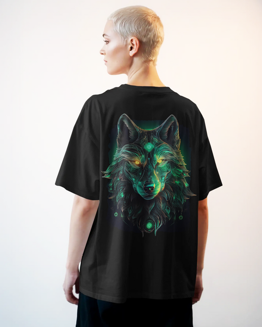 Code Fury Graphic Wolf Oversized T-Shirt for Women & Girls - Graphic Printed Oversized T-shirt