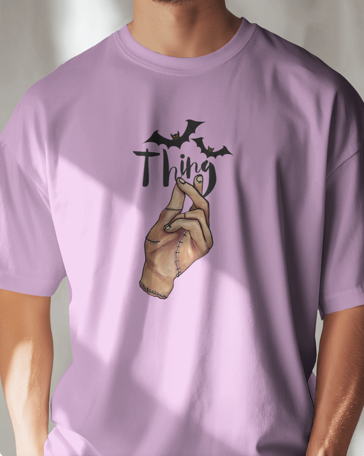 Wednesday Thing Oversized T-Shirt for Men | Lavender Gothic Streetwear T-Shirt