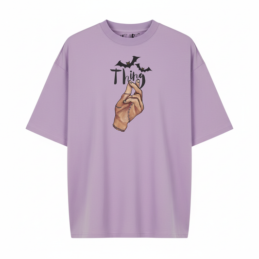 Wednesday Thing Oversized T-Shirt for Men | Lavender Gothic Streetwear T-Shirt