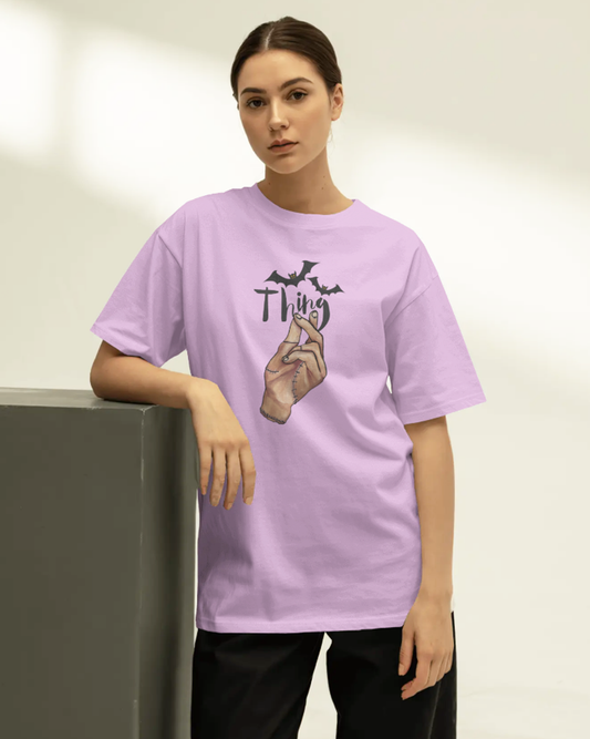 Wednesday Thing Oversized T-Shirt for Women | Lavender Gothic Streetwear T-Shirt