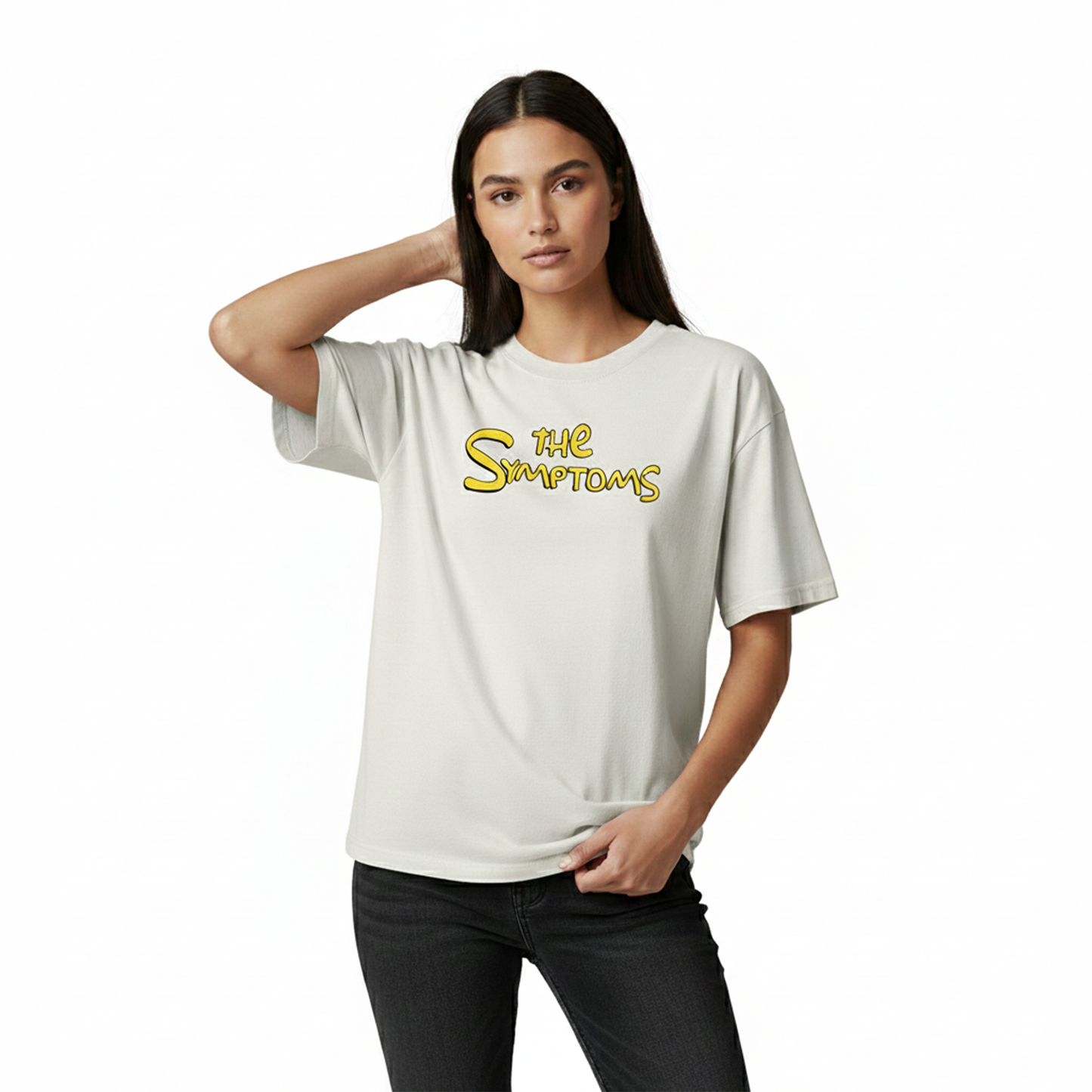 The Symptoms White Oversized T-Shirt for Women Funny Aesthetic Tee