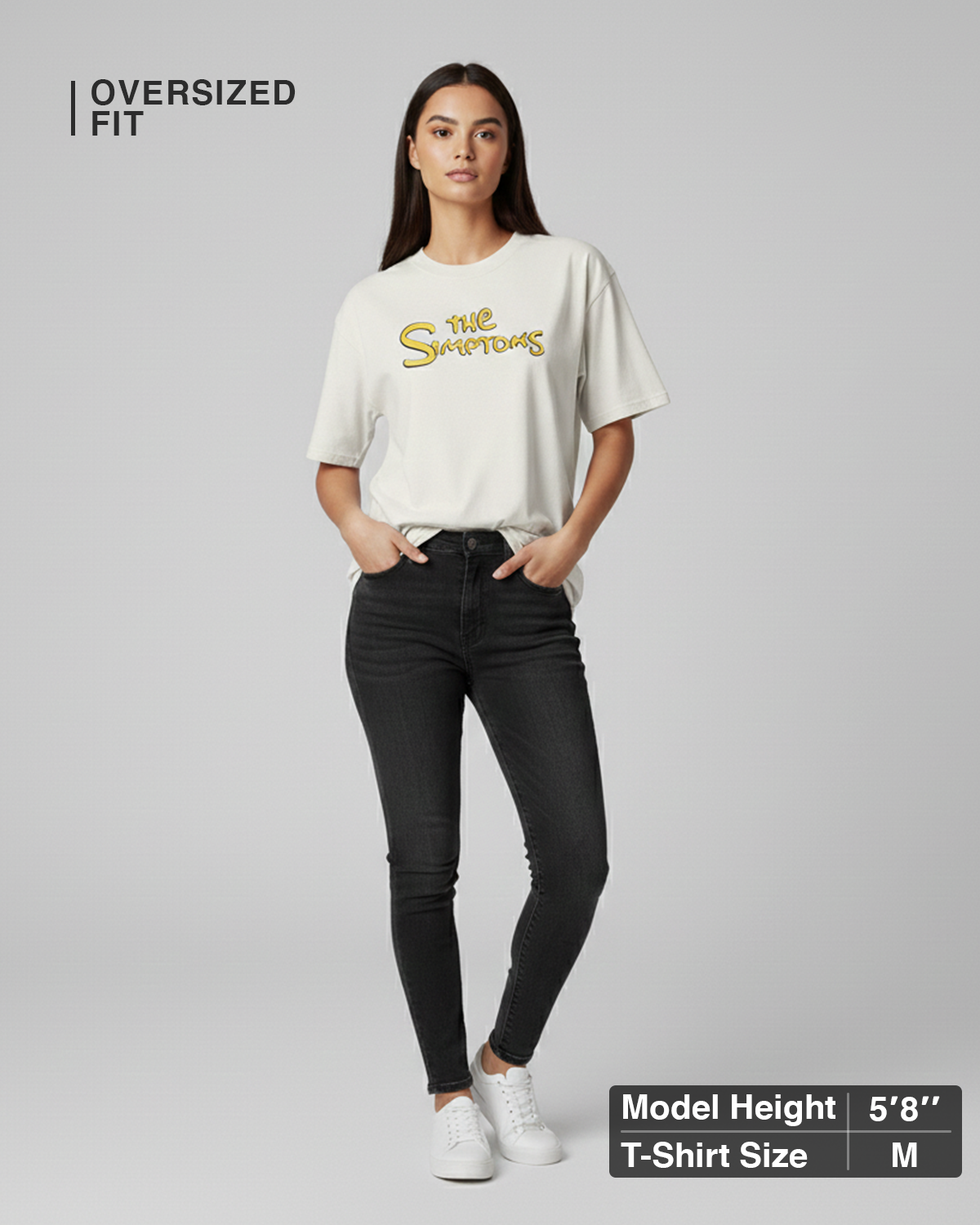 The Symptoms White Oversized T-Shirt for Women Funny Aesthetic Tee