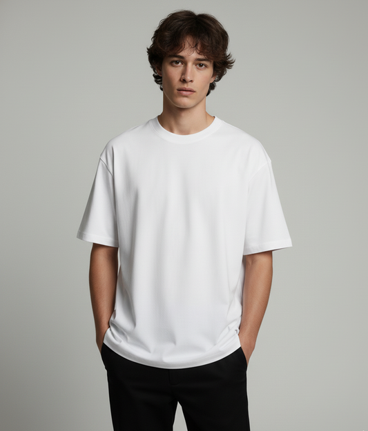 Solid White Oversized T-Shirt for Men | Premium Cotton Streetwear Oversized Tee