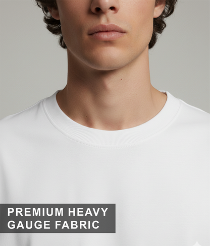 Solid White Oversized T-Shirt for Men | Premium Cotton Streetwear Oversized Tee