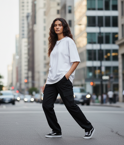 Solid White Oversized T-Shirt for Women | Premium Cotton Streetwear Tee