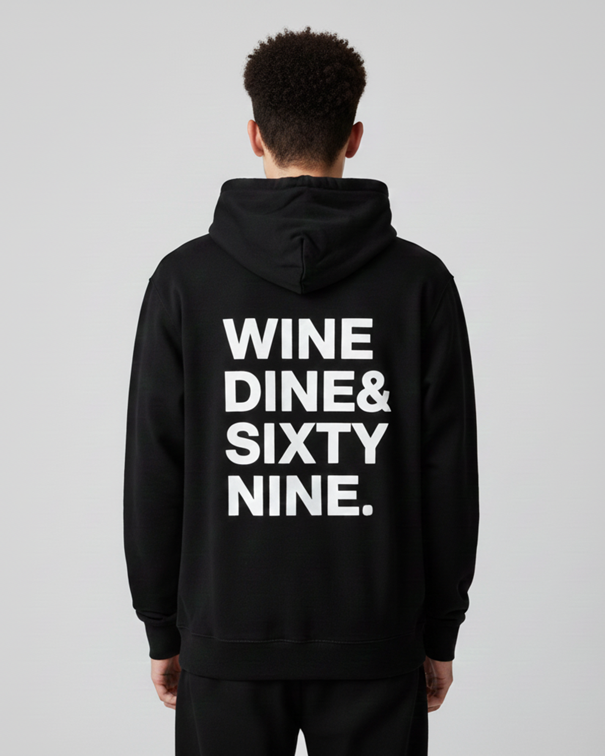 Wine Dine Sixty Nine Hoodie for Men | Black Graphic Hoodie India