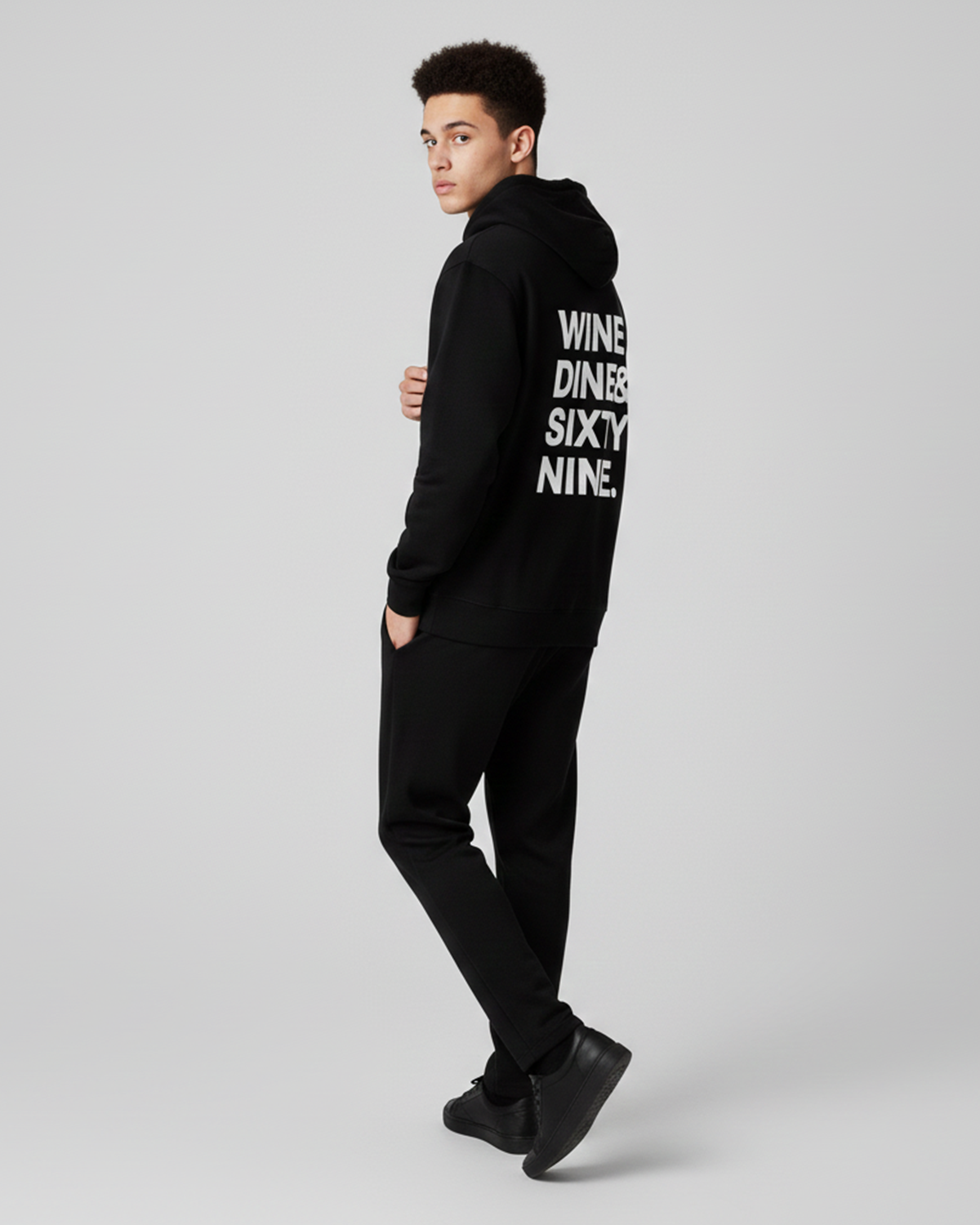 Wine Dine Sixty Nine Hoodie for Men | Black Graphic Hoodie India