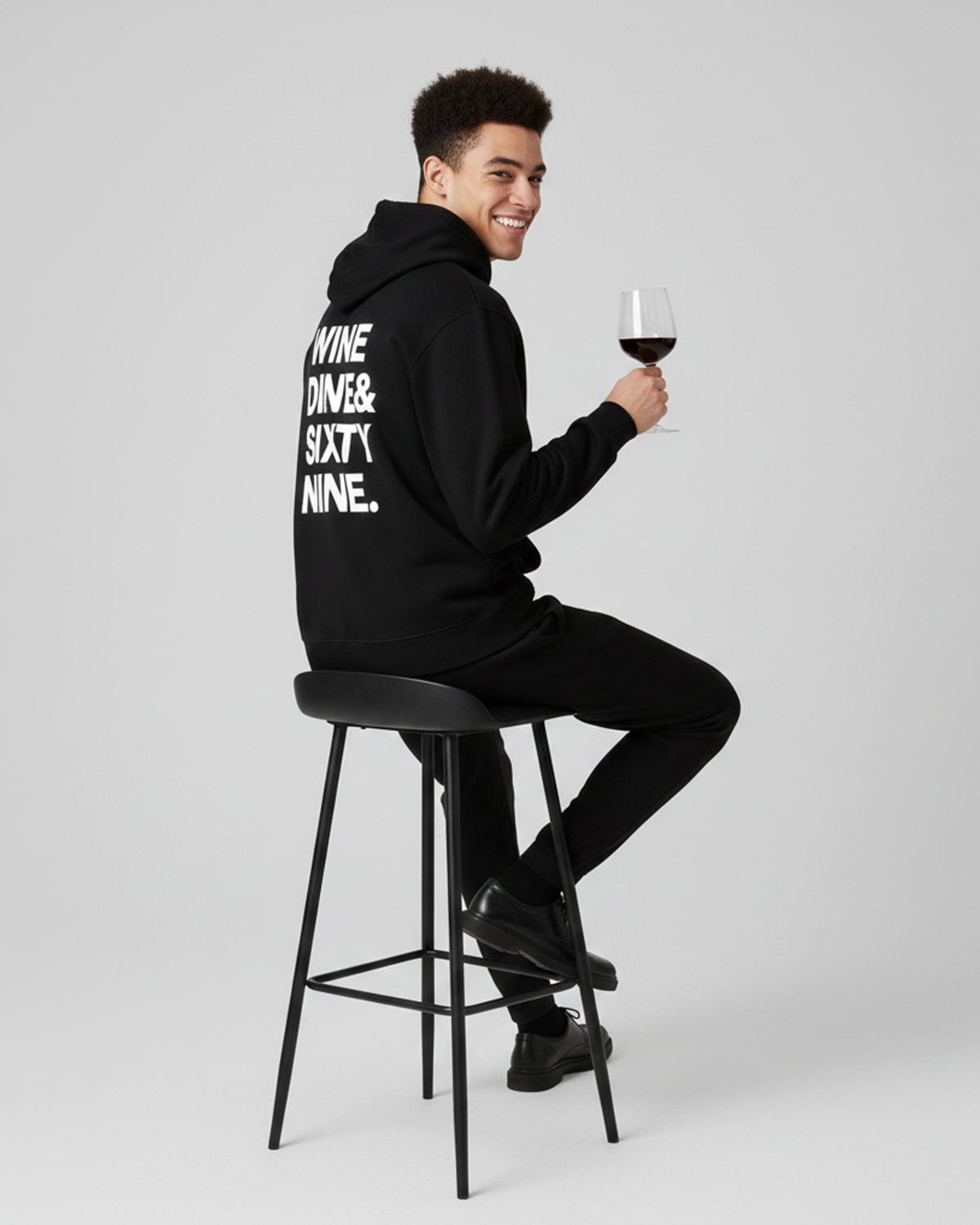 Wine Dine Sixty Nine Hoodie for Men | Black Graphic Hoodie India