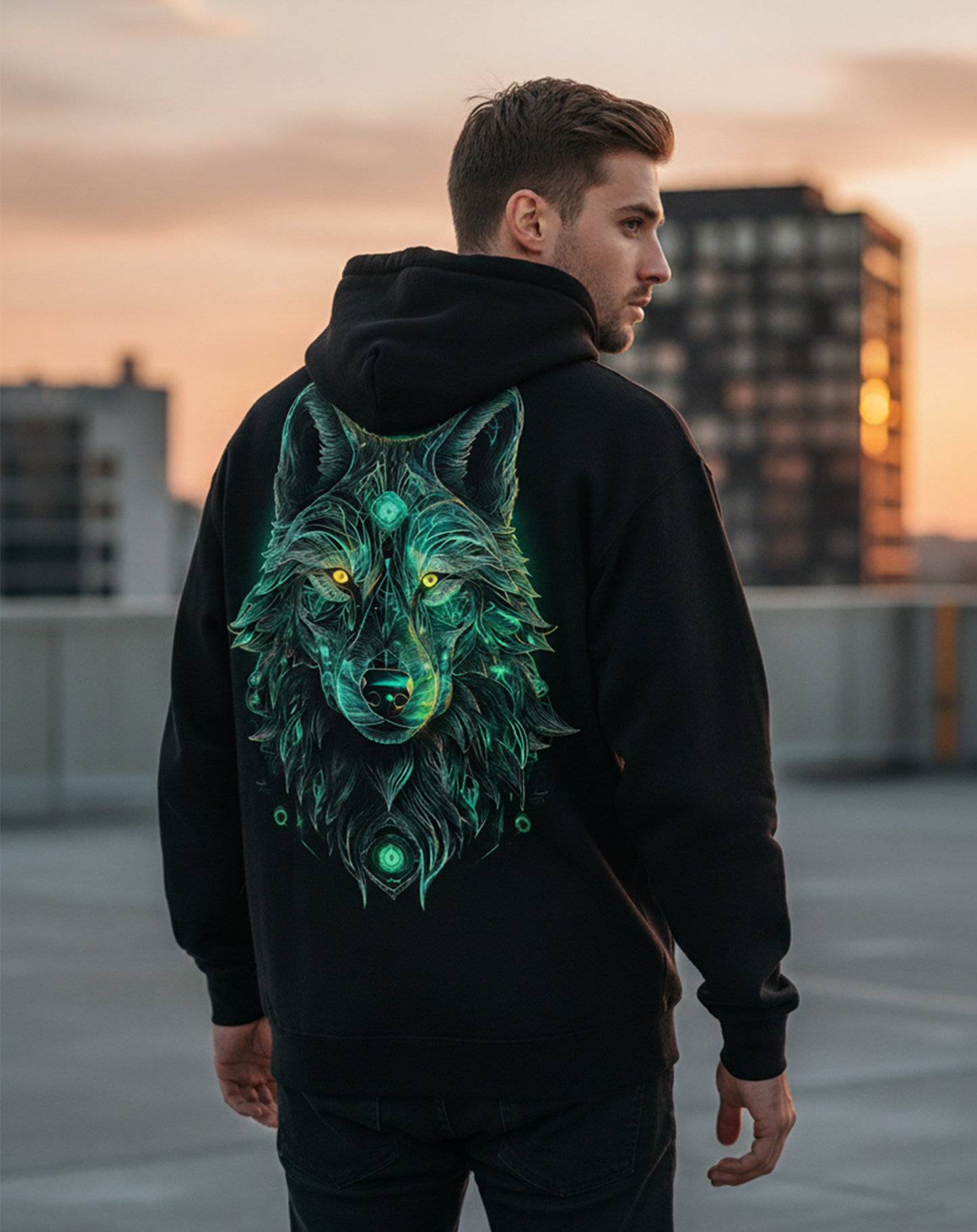 Wolf Graphic Hoodie for Men | Black Wolf Streetwear Hoodie India