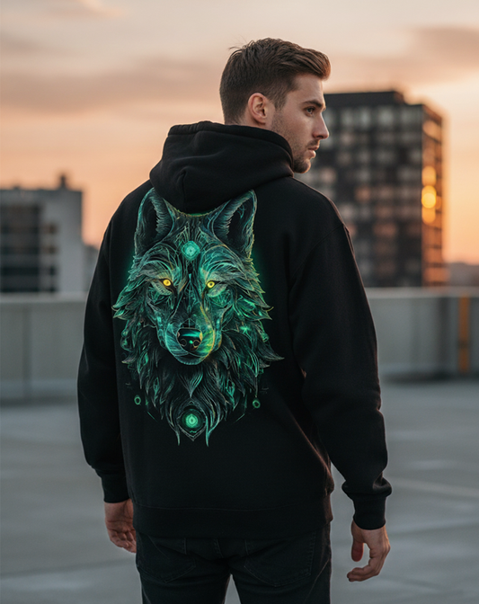 Wolf Graphic Hoodie for Men | Black Wolf Streetwear Hoodie India